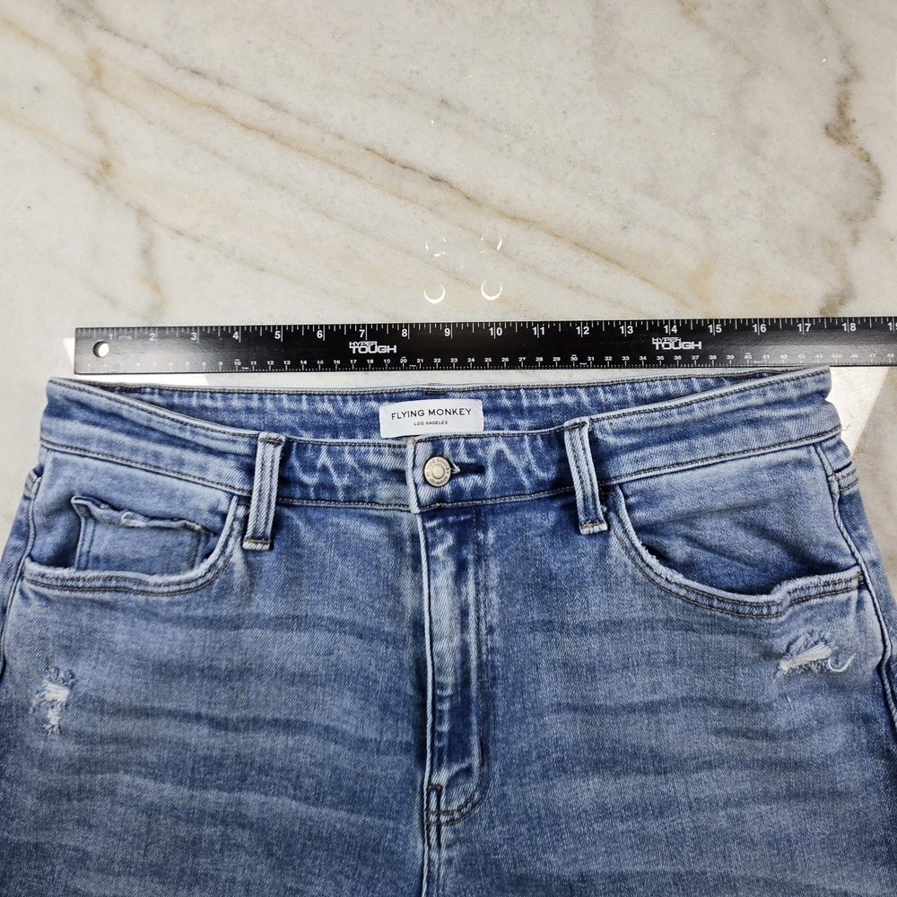 Flying Monkey High Rise Wide Leg Cropped Jeans Size 33 Boho Streetwear Coastal - Picture 6 of 12